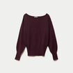 Pull oversize col bateau manches longues prune femme