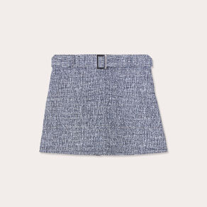 Jupe évasée tweed bleu femme