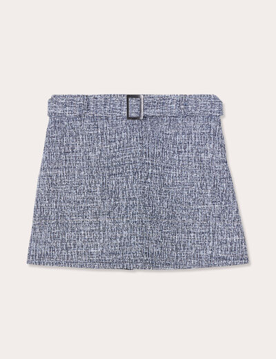 Jupe évasée tweed bleu femme