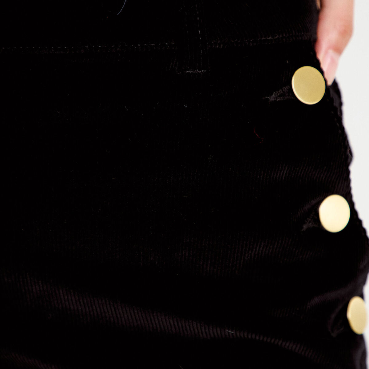 Pantalon taille haute velours noir femme