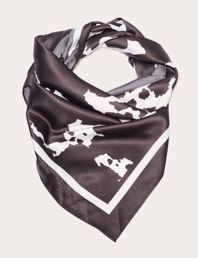 Foulard carré satin noir femme