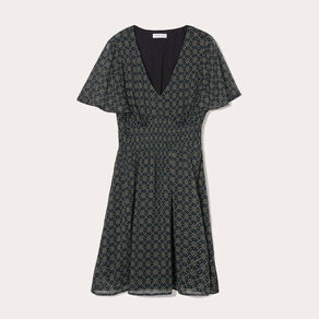 Robe évasée manches courtes noir femme