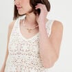 Débardeur macramé franges ecru femme