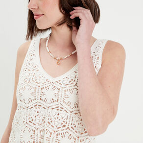 debardeur macrame franges ecru femme Débardeur macramé franges ecru femme