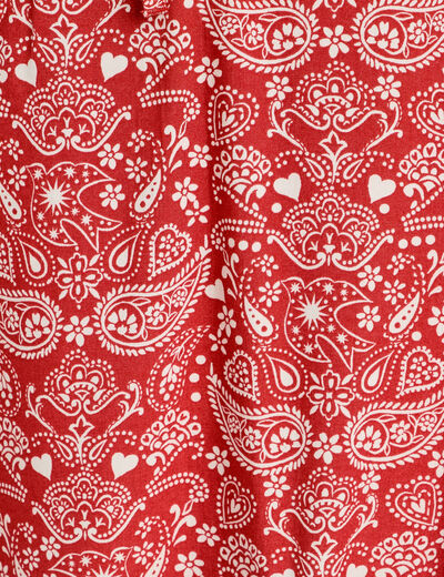 Robe évasée détails noeuds rouge foncé femme