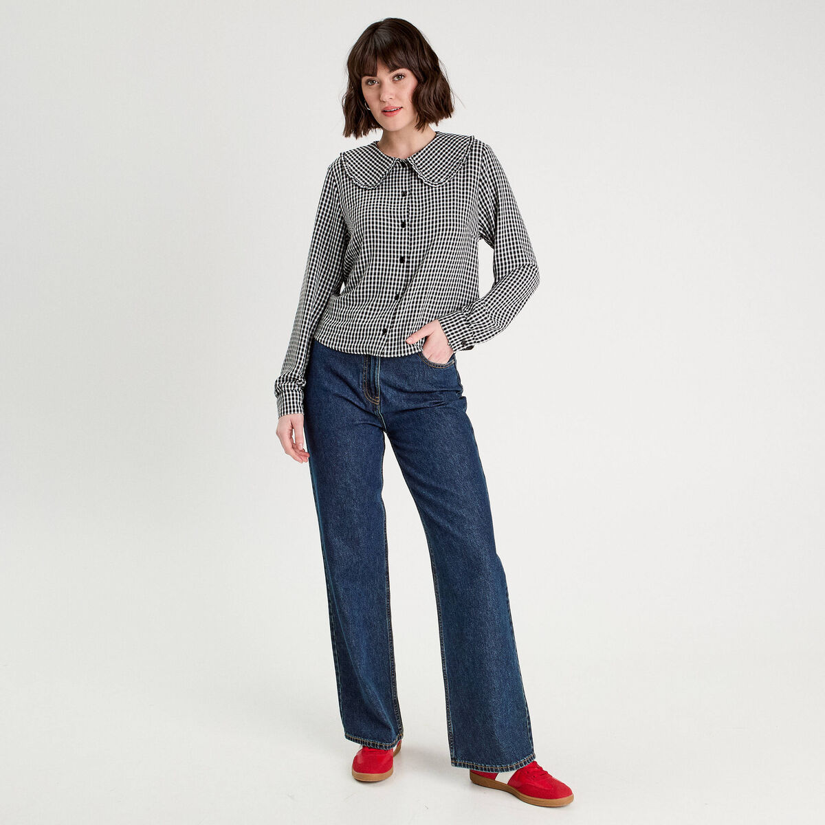 Blouse col claudine blanc femme