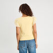 T-shirt manches brodées jaune clair femme