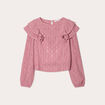 Blouse brodée avec volants vieux rose femme