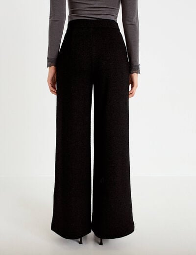 Pantalon bootcut en tweed noir femme