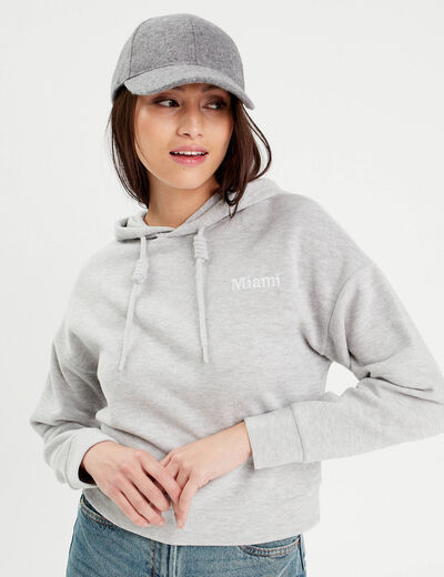 Sweat à capuche gris clair femme