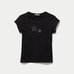 T-shirt ajust&eacute; court col rond noir femme