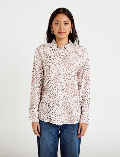 Chemise droite manches longues blanc femme
