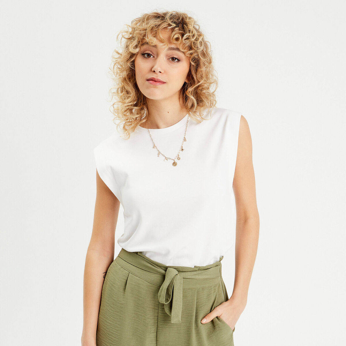 T-shirt manches courtes blanc femme