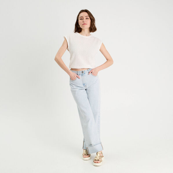 debardeur ajoure ecru femme Débardeur ajouré ecru femme