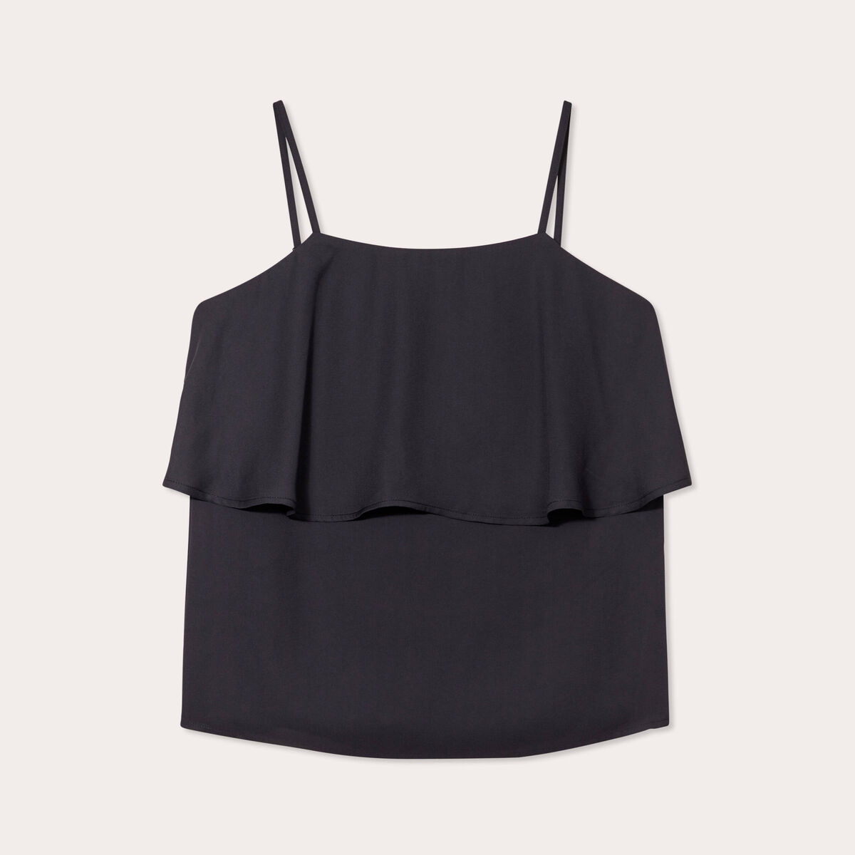 Caraco bretelles fines volants noir femme