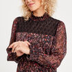 Blouse col montant smocké noir femme