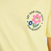 T-shirt bouclettes manches courtes jaune pastel femme