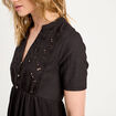 Robe droite broderie noir femme