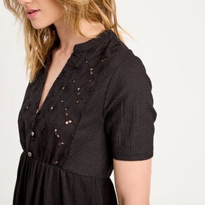 robe droite broderie noir femme Robe droite broderie noir femme
