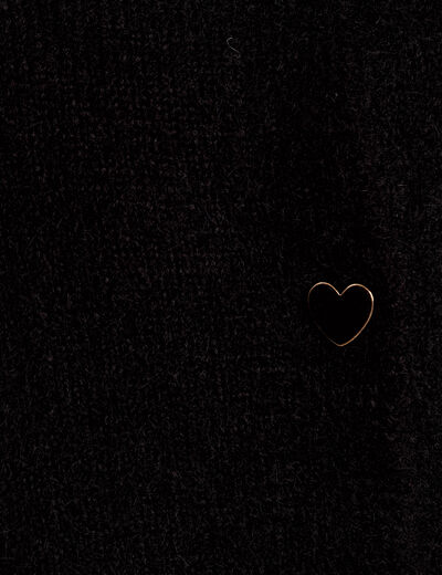 Gilet boutons coeur noir femme