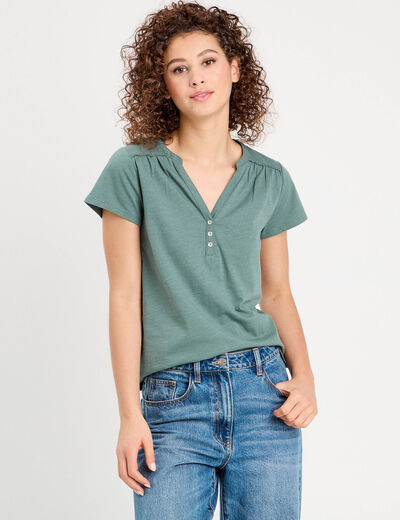 T-shirt manches courtes vert foncé femme