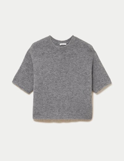 Pull manches courtes gris femme