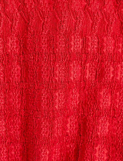 Blouse manches longues smockée rouge femme