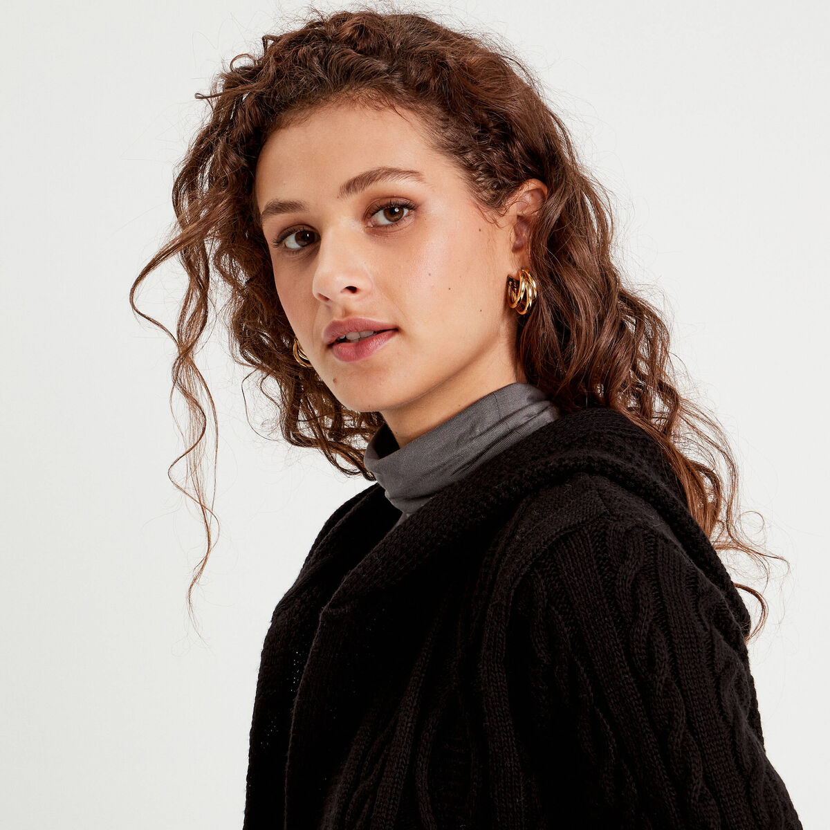 Gilet manches longues noir femme