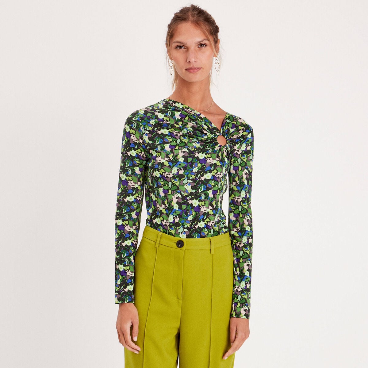 Blouse manches longues anneau vert femme