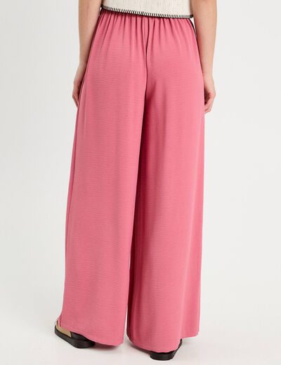 Pantalon large fluide pans vieux rose femme