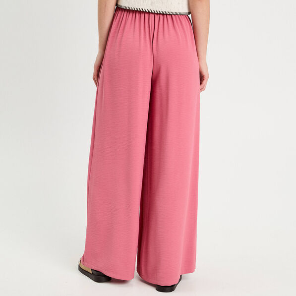 Pantalon large fluide pans vieux rose femme