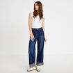 Jeans droit &agrave; revers denim stone femme