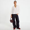 Blouse cintr&eacute;e col v manches 3/4 ecru femme