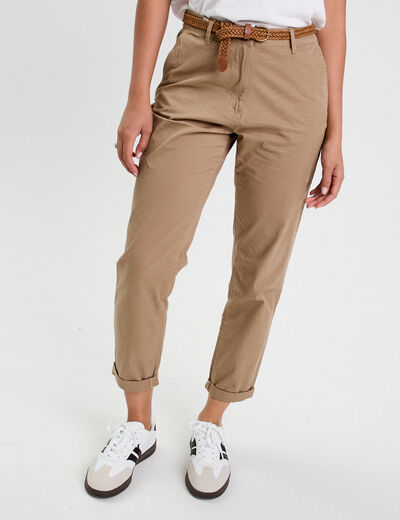 Pantalon chino 7/8ème beige femme
