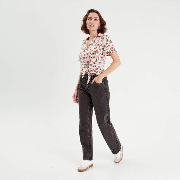 chemise manches courtes nouee blanc femme Chemise manches courtes nouée blanc femme