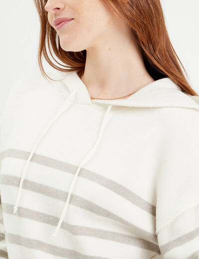 Pull à capuche gris clair femme