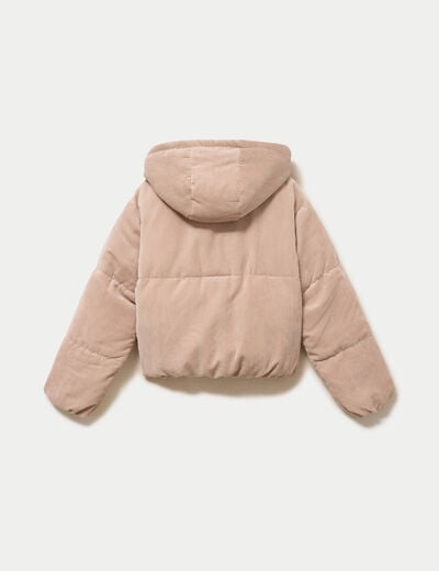 Doudoune r&eacute;versible courte velours beige femme