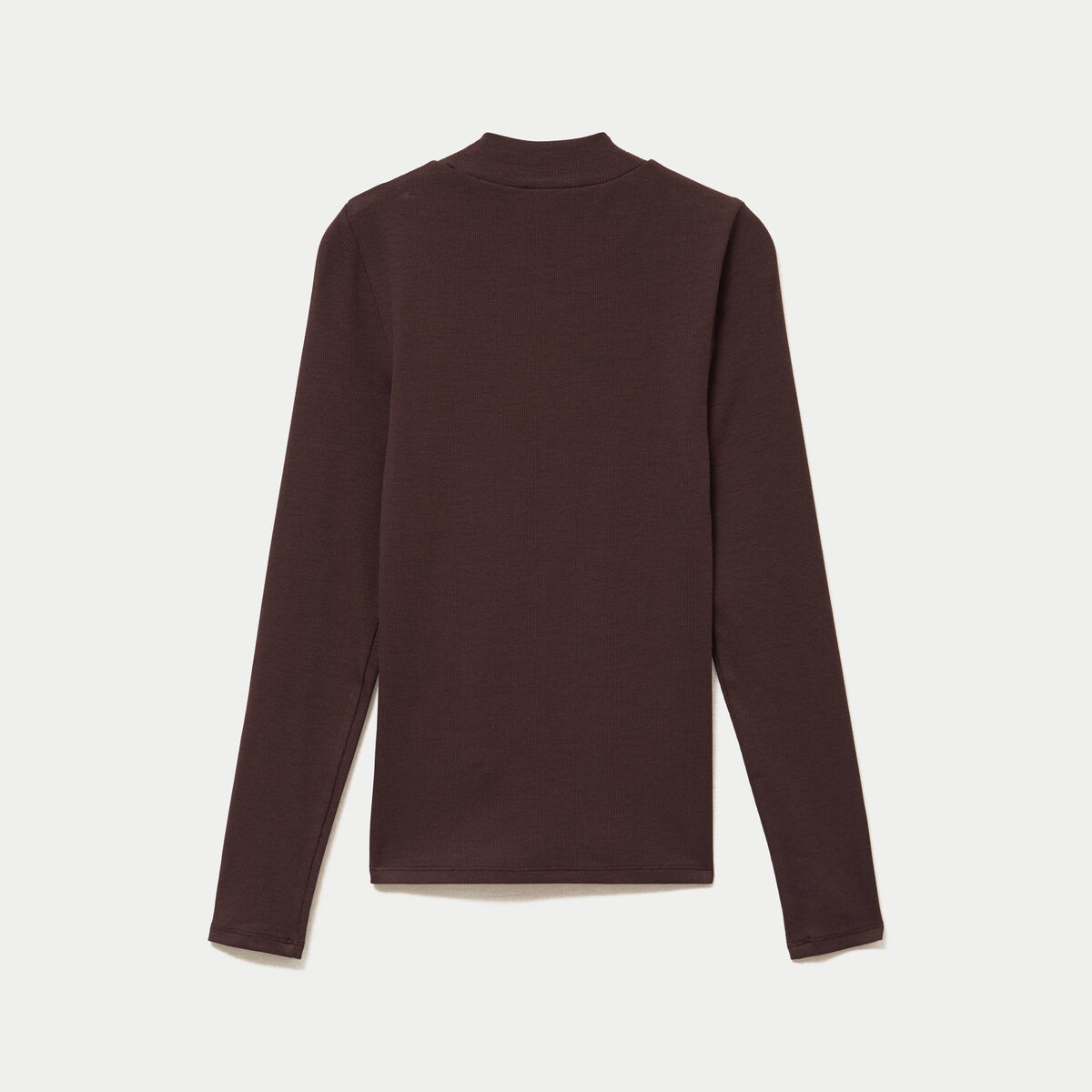 T-shirt ajust&eacute; manches longues marron fonc&eacute; femme