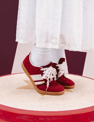 Baskets basses à lacets rouge foncé femme