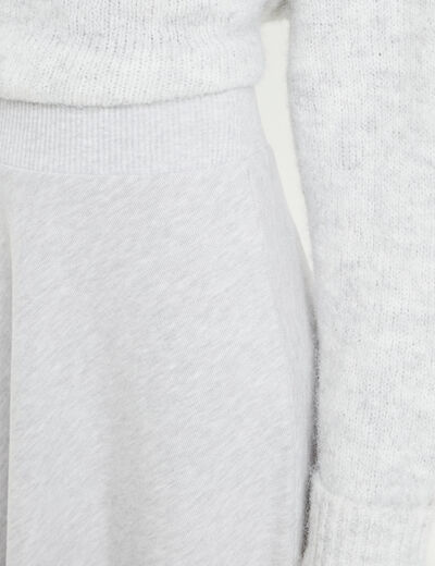 Jupe longue &eacute;vas&eacute;e en maille gris clair femme