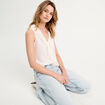 Blouse volants sans manches ecru femme
