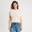 Pull dos devant détail noeud sable femme