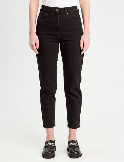 Jeans mom slim stretch denim noir femme