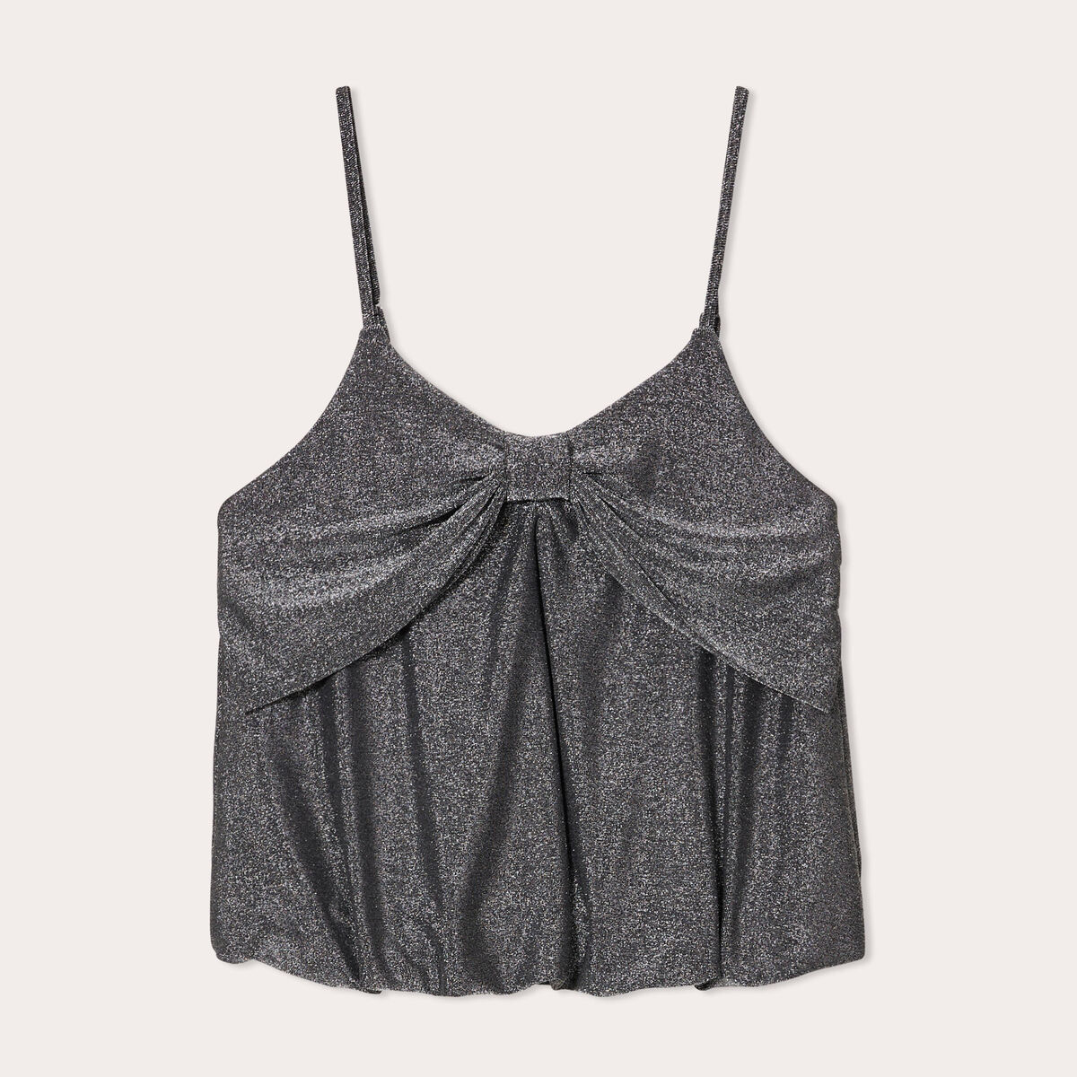 Débardeur effet boule gris argent femme