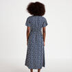 Robe longue &eacute;vas&eacute;e col v dentelle bleu marine femme