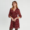 Robe évasée manches 3/4 bordeaux femme
