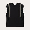 T-shirt avec franges noir femme
