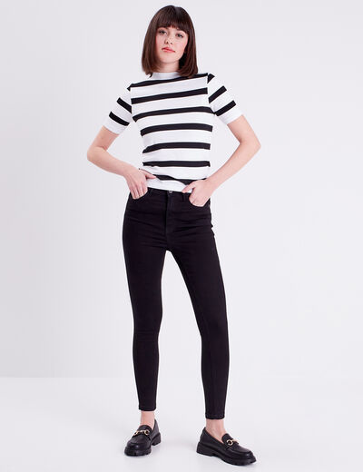 Jeans skinny taille haute denim noir femme