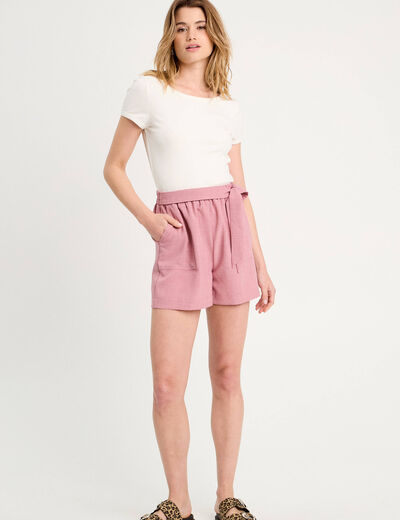 Combishort ceinturée vieux rose femme