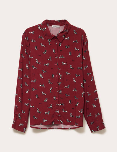 Chemise droite longue bordeaux femme